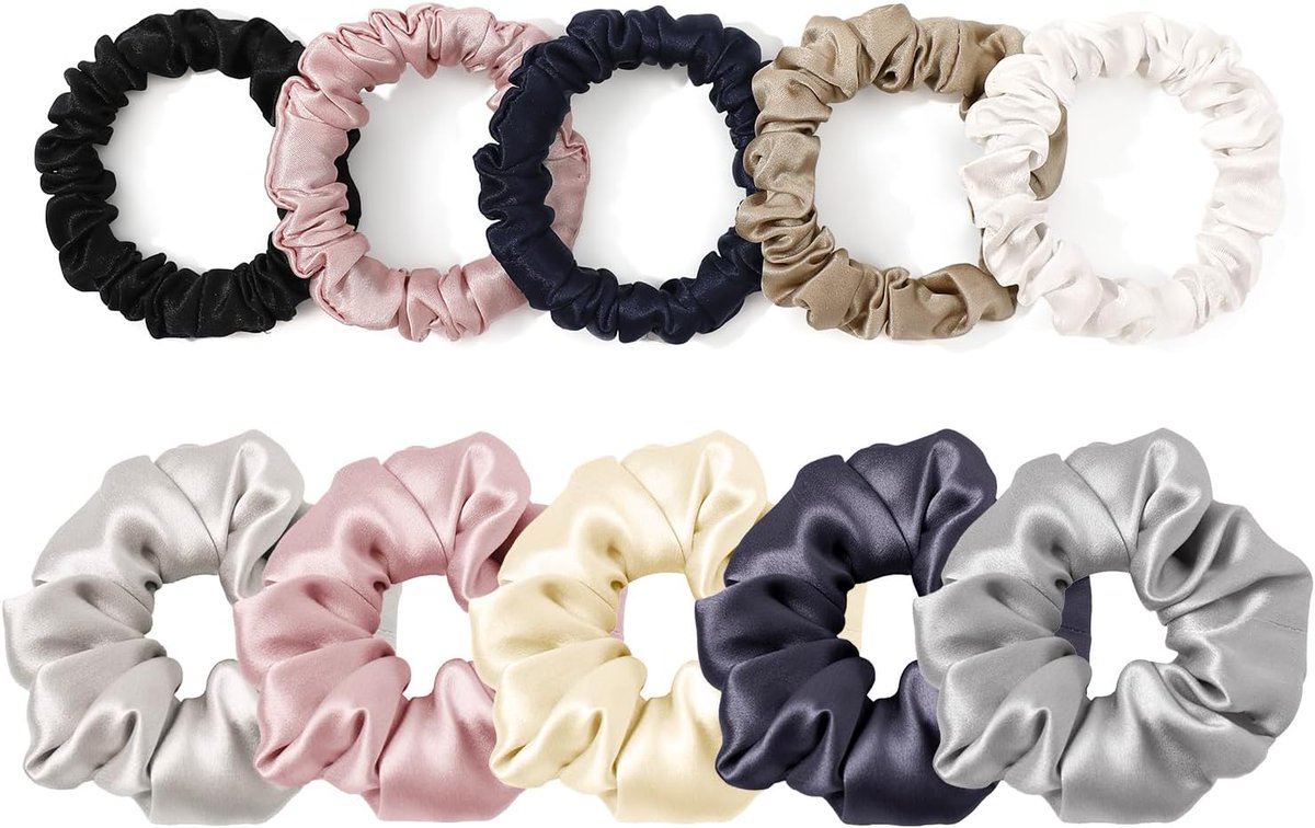 LILYSILK 100% Pure Silk Scrunchies Hair Elastic (Mixed Color-10 Pcs) is $36.54 (15% OFF) on Amazon Lightning Deal amzn.to/49rMtIb #ad