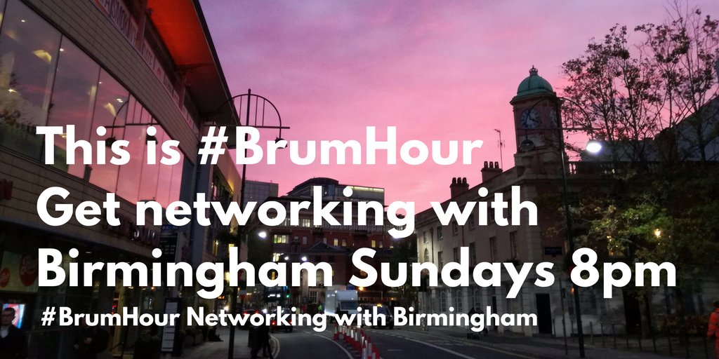 This is #BrumHour Networking with #Birmingham Sundays at 8pm since Dec 2013. Please follow & repost others & avoid starting posts with @. I'm @DavidWMassey I'll aim to repost those taking part at least once.