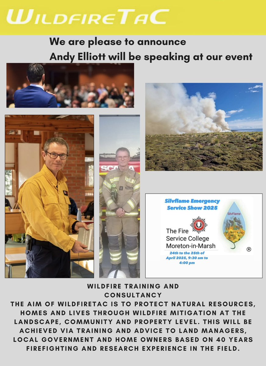 We are pleased to announce that <a href="/WildfireTacAd/">Andy Elliott</a> will be joining us and speaking next year at Silvflame Emergency Services Show 2025 A Yearly Event #fire #wildfiretac #wildfire #firefighting #EmergencyServices  #silvflameemergencyservicesshow2025 #event2025 #speaking