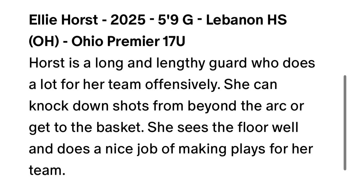 Thank you so much for the write-up! @AsherScouting @OhioPremierBas1 @LebanonGBK