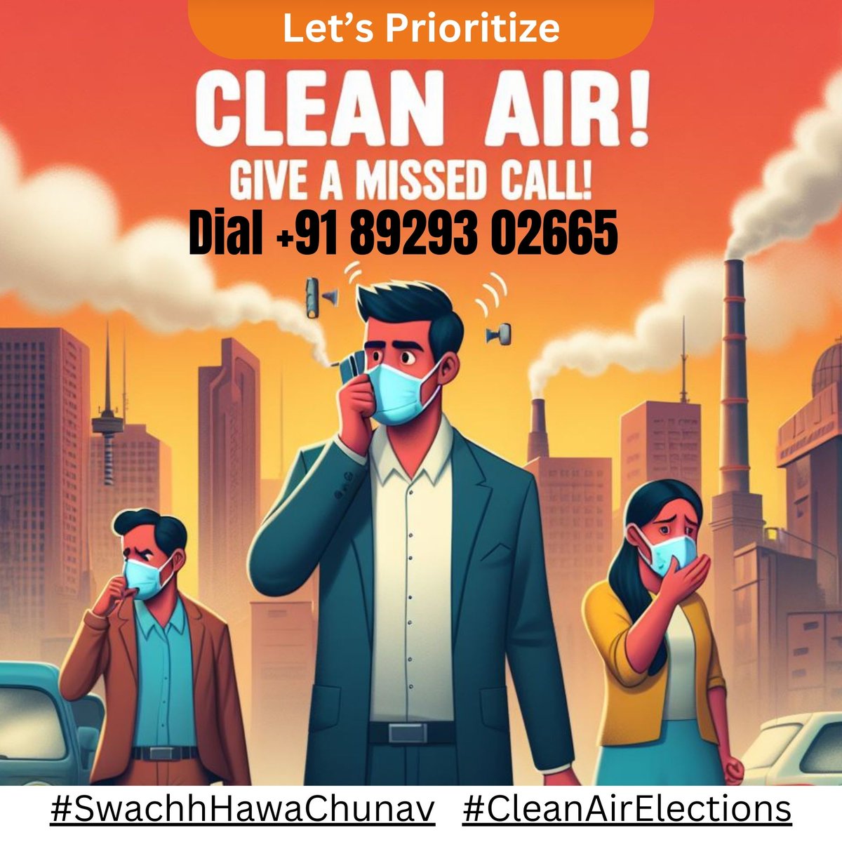 Did you know 83 of the top 100 most polluted cities are right here in India? Let your missed call speak for Clean Air! Dial +91 89293 02665 to urge leaders for #SwachhHawaChunav #CleanAirElections
Visit: tinyurl.com/yc2fhmb2
Mothers for Clean Air-Election 2024 @Warriormomsin