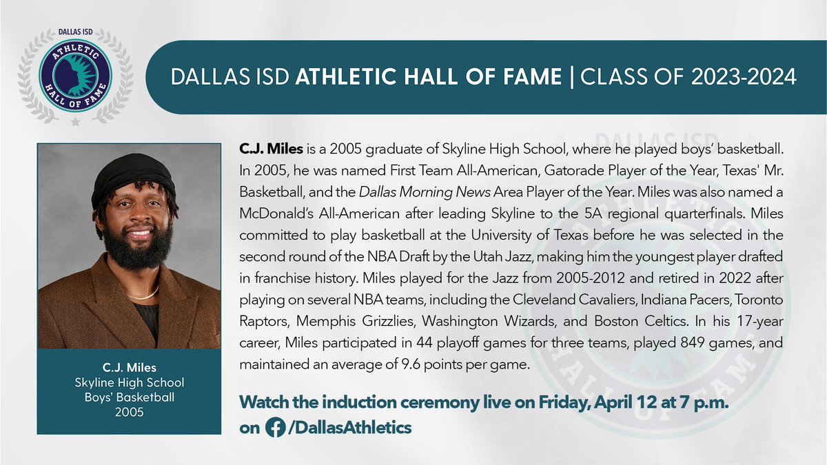 Dallas ISD Athletic Hall of Fame Profile C.J. Miles, Basketball Skyline High School 2005