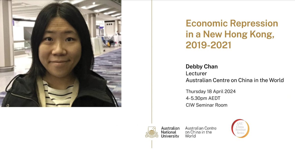 Dr. Debby Chan will discuss economic repression in Hong Kong between 2019 and 2021. events.humanitix.com/economic-repre…