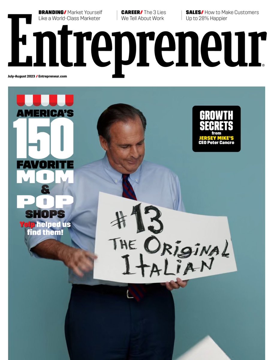 Excellent story about the rise of @jerseymikes in @Entrepreneur. 👀 apple.news/Aumv-KWUfT2Oo_…