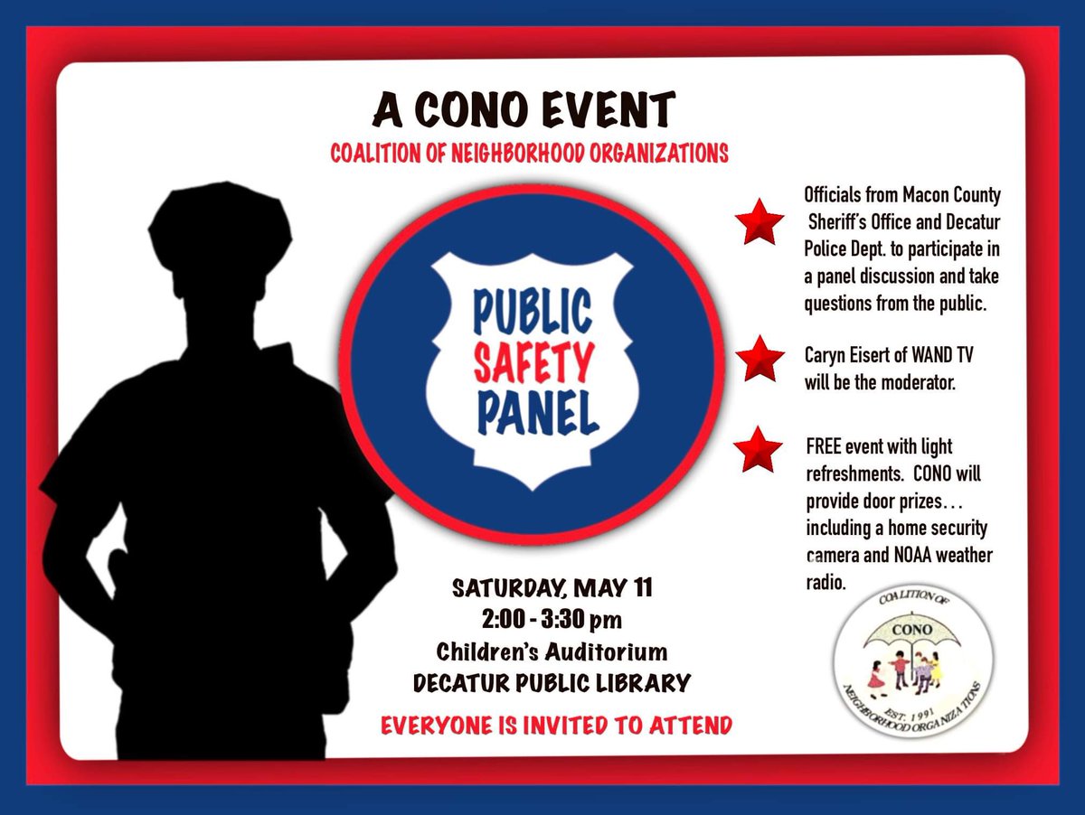 Happening May 11 in Decatur, Illinois. #cono #decaturil #PublicSafety