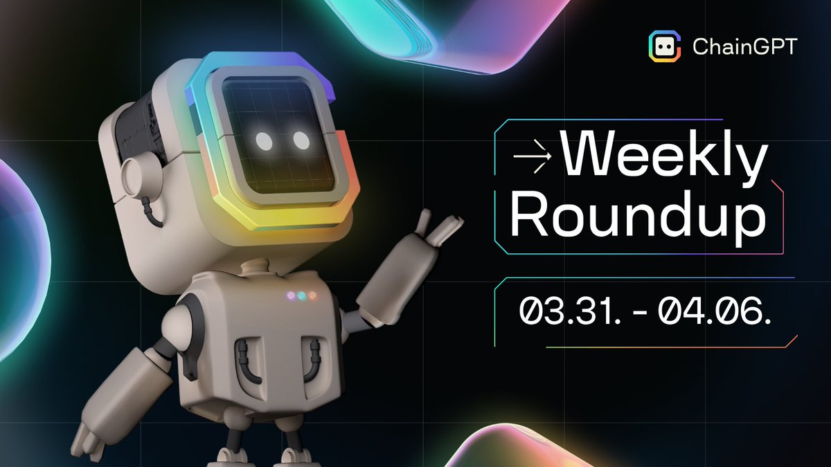 Weekly Roundup 03.31. - 04.06.

🛡️ CryptoGuard Release Announced 
🎙️ HTX x ChainGPT AMA
🏆 Top 1 Project on CertiK’s Skynet
✨ $1M Grant: Cookie3
✨ ChainGPT Offchain/Onchain Stats
✨ AI NFT Generator Stats

Read more: chaingpt.org/blog/weekly-ro…