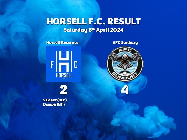 Horsell GW25 Results:

HORSELL 1s - 1:
Rocknean ⚽️

Camberley Town Youth Old Boys - 2

&amp;

HORSELL 2s- 2:
S Edser ⚽️
Osawa ⚽️

AFC Sunbury - 4

MOTM: Scherrer &amp; Spiller

DOTD: Burt &amp; Foreman 

#UTH