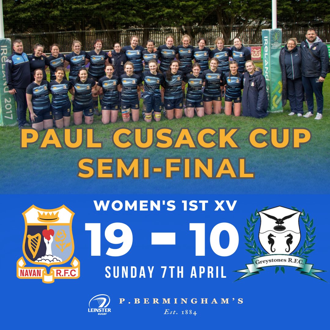 Hard fought win at home today for our Women's 1st team, against a strong @GreystonesRFC in the Paul Cusack Cup Semi-Final. A thrilling game of rugby that kept us on the edge of our seats. Well done to all involved & best of luck in the Final on Sunday 14th April in Balbriggan.