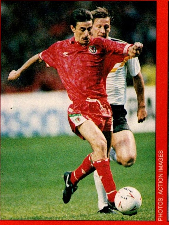 Ian Rush and Guido Buchwald, June 5, 1991, EC Qualifier, Wales 1-Germany 0, Soccer International, Volume 3, Issue 5, May 1992 @pontblyddyn @WalesAwayDays @FAWalesfanpage @WalesFootball3 @welshfootball_ @TheWelshDragon9 @welshfootie @TIWFOfficial