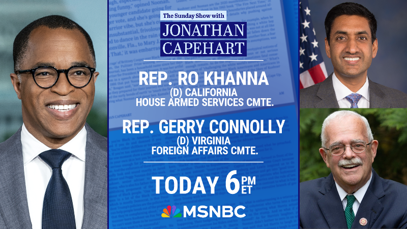 TODAY: Congress returns from recess with pressing issues ahead of them, including critical foreign aid and the future of Speaker Mike Johnson. @RepRoKhanna and @GerryConnolly break it all down on the #SundayShow at 6 pm ET #MSNBC