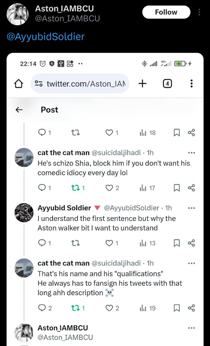 @suicidaljihadi @Aston_IAMBCU Bro he keeps mentioning me in separate posts
@Aston_IAMBCU nigga just keep 1 thread