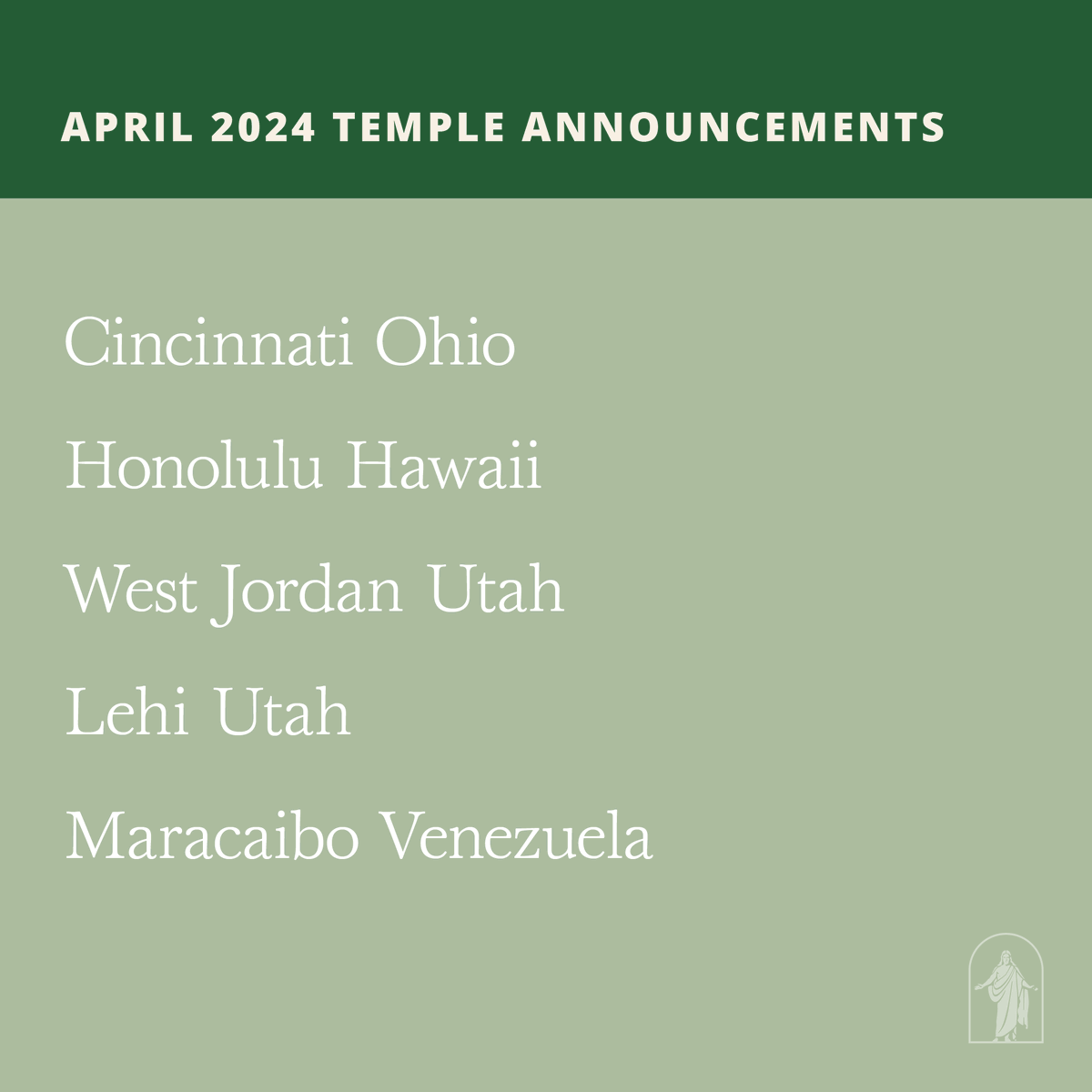 In concluding the Sunday afternoon and final session of the April 2024 general conference, Church President @NelsonRussellM  announced 15 new temples to be built around the world.

He said, “Here is my promise. Nothing will help you more to hold fast to the iron rod than…