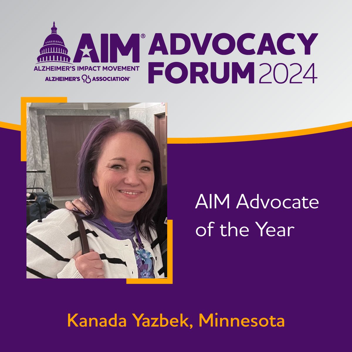 Congratulations to @lifewithmci from @alzMNND for being named an Advocate of the Year at #alzforum! We cannot thank you enough for bravely sharing your experience and for speaking up for those affected by Alzheimer’s and all other dementia. #alzforum