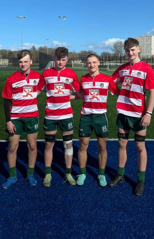 Huge well done to Hawick Youth Rugby's Greig Cartner, Mikey Swailes, Connor Mcleod & Ellis Dirom who were representing the Borders & East Lothian at Peffermill today. #HawickYouthRugby @HawickU18s @LangholmRugby Photo thanks to Greg McLeod