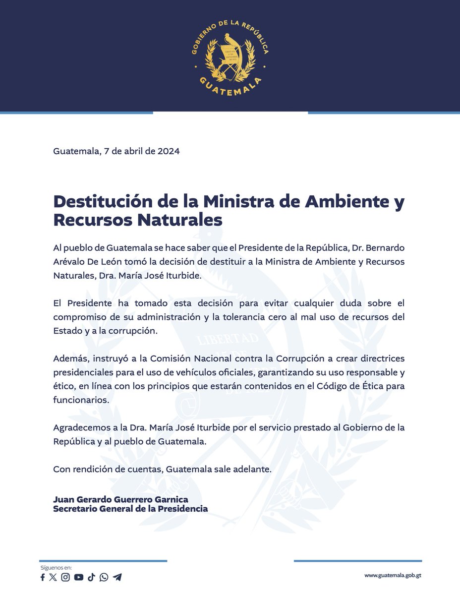 #Comunicado | El Gobierno de Guatemala informa: