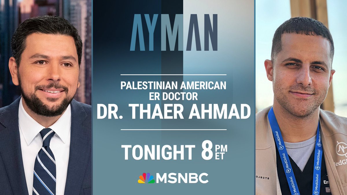 TONIGHT AT 8: @AymanM talks to a Palestinian-American emergency medicine physician who sent a message to President Biden by walking out of a closed-door meeting in the White House. Dr. Thaer Ahmad shares his experience of treating gravely ill patients in Gaza.