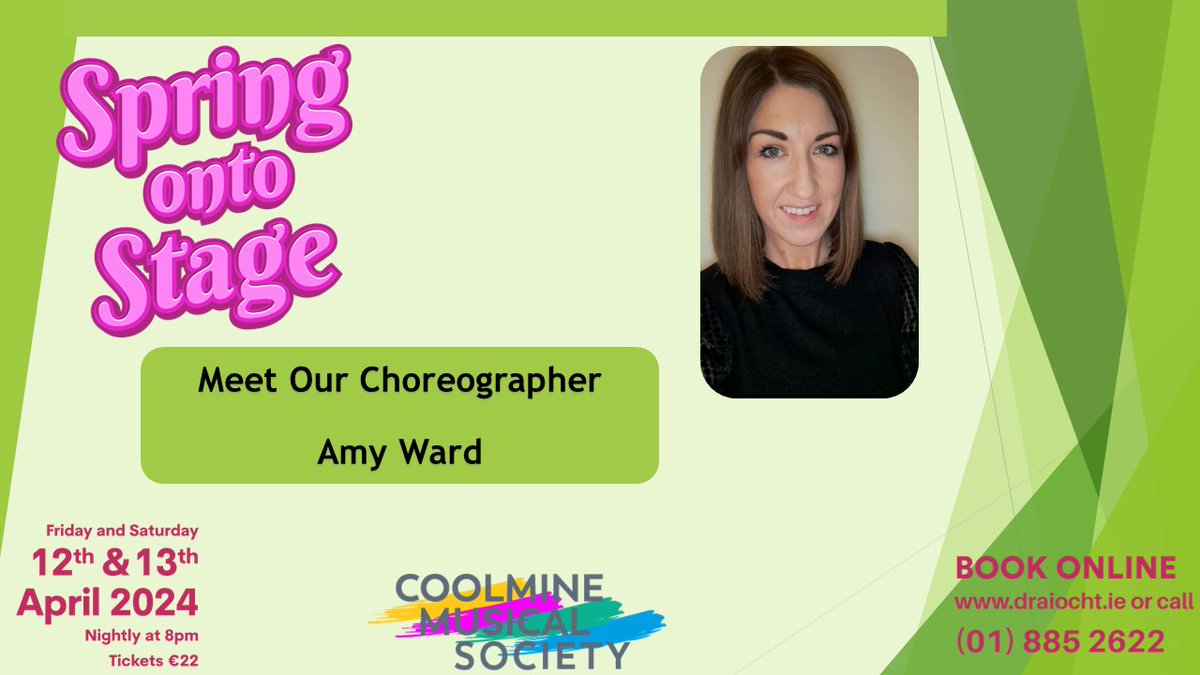 Introducing our Choreographer, Amy Ward – getting us ready to Put on the Ritz for your entertainment in @Draiocht_Blanch on April 12th & 13th. Booking is open at draiocht.ie or call (01) 8852622.