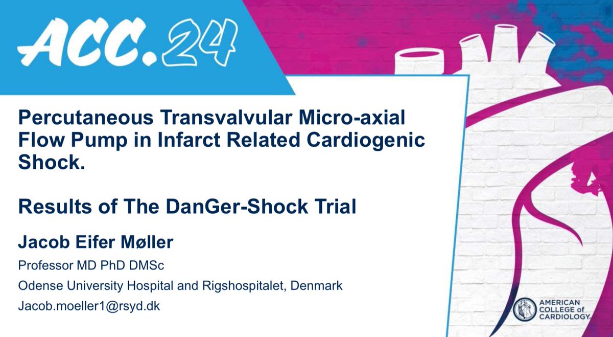 Let's take a deep dive into the DANGER shock trial and its impact on the standard of therapy now in Cardiogenic shock #ACC24 @drdargaray @alexariasmx20 @JHMontfort10 @carlosalviar @montse_vip @FabioSOLisJ @AntonioJordanR