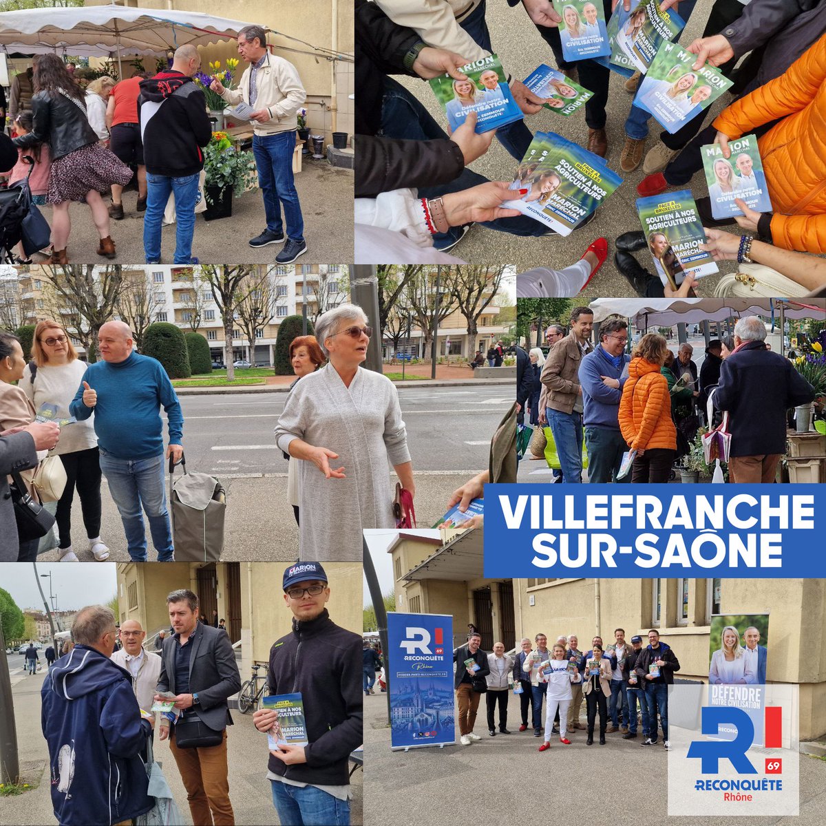 #Rhône #Circo6909
#VillefranchesurSaône #VotezMarion Le Marché couvert de la capitale Caladoise a été sous la bannière de 'Reconquête!' ce matin dimanche 7 avril. Nous avons eu un très bon accueil! Merci encore à l'équipe! Vive le Beaujolais !!!!