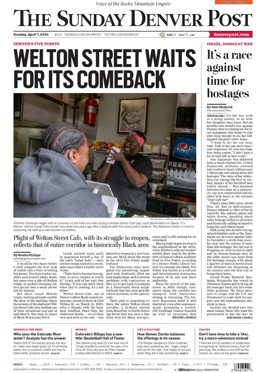 In today's @denverpost, how the 2-year effort to reopen Welton Street Cafe reflects broader struggle to revive Five Points' historically Black business district. “There is no pulse' on Welton, Fathima Dickerson tells @Noelle_Phillips. 'It’s just so hollow” denverpost.com/2024/04/07/fiv…