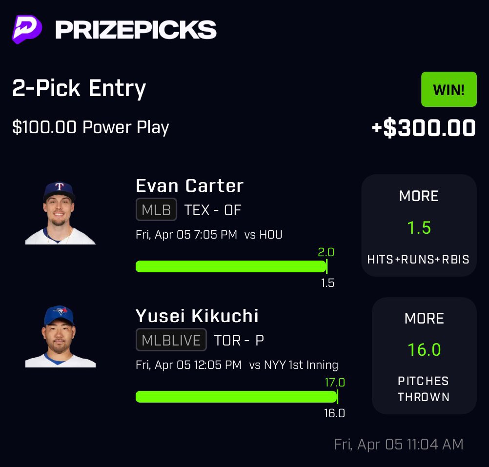 Welp, Mookie didn’t get up again. Cashed if you flexed. Good day overall tho so on top of the TWO $25 giveaways, we add one more for $25 💰💰💰 Click the website link below to Join Vip premium👇 t.me/+p1ATm69FF8A5N… Show love 🙏❤️ #PrizePicks | #MLB | #NFL