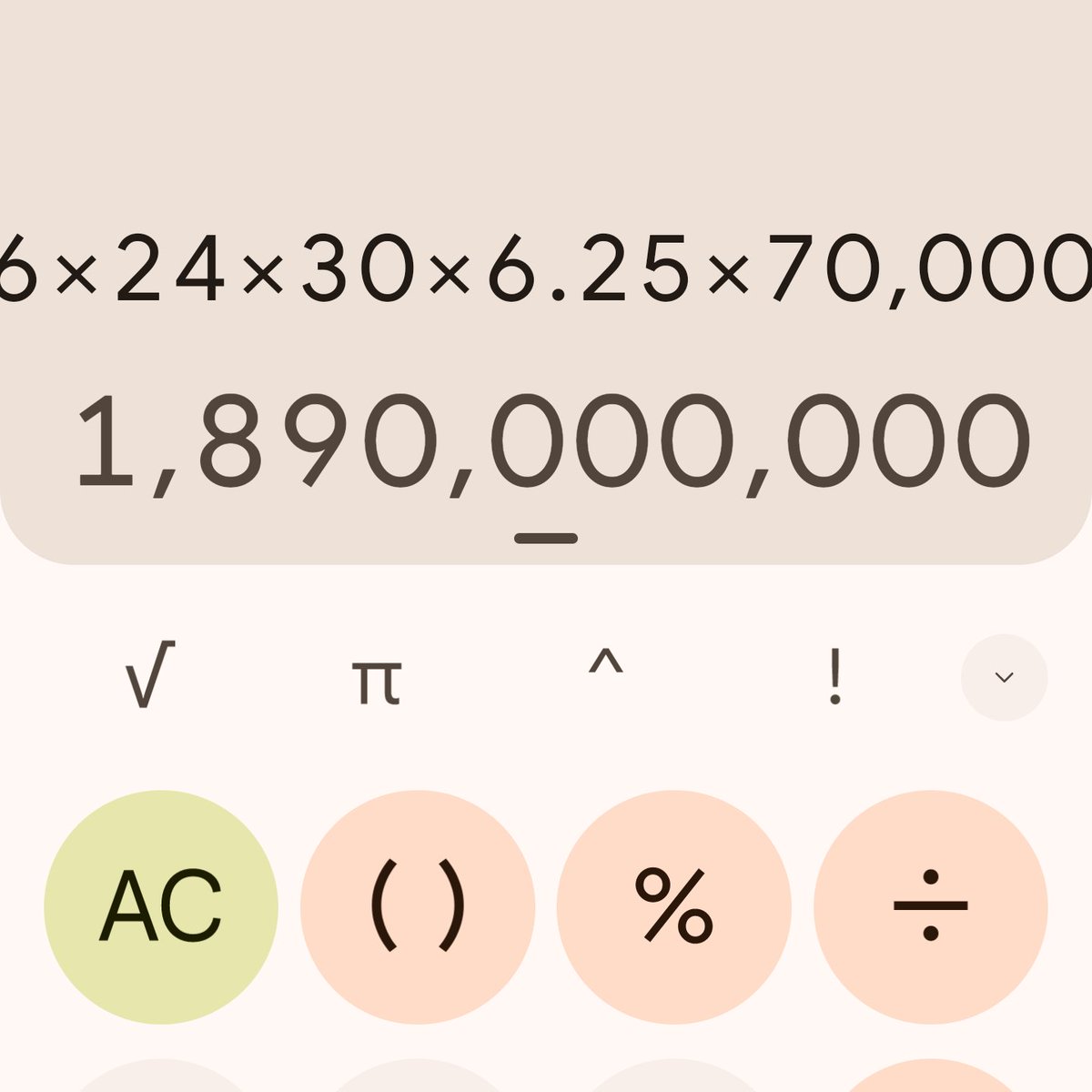 Un bloque cada 10 minutos, o sea 6 bloques por hora, por 24 horas por 30 dias. Eso lo multiplicamos por la emisión actual de Bitcoin que es de 6,25 BTC por bloque y a eso lo multiplicamos por su precio actual de USD 70.000. Resultado: $1.890.000.000.
Bitcoin emite hoy en día 1.89