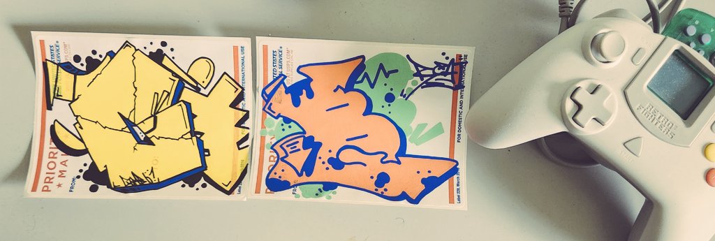 TODAY'S GRAFFITI!! ✨️✨️🙌🏾
TODAYS GRAFFITI ARE TWO GRAFFITI SLAPS FROM 'JET SET RADIO!!!' ✨️⚡️🎤⚡️COMBO AND BEAT!! 💖💖 JUST CAME BACK FROM WORK AND GONNA HOPE ON THE DREAMCAST 💿🌀
GOT OTHERS READY FOR THE WALL!
#graffiti #BombRushCyberfunk #jetsetradio #jsrf