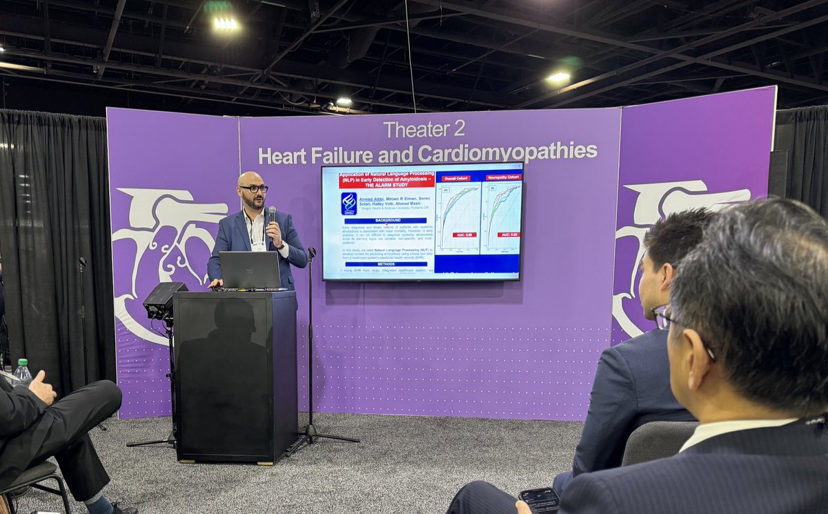 Dr. @Teebi_MD presenting his work with the ALARM study at #ACC24, mentored by @MasriAhmadMD 🫀🫀🫀