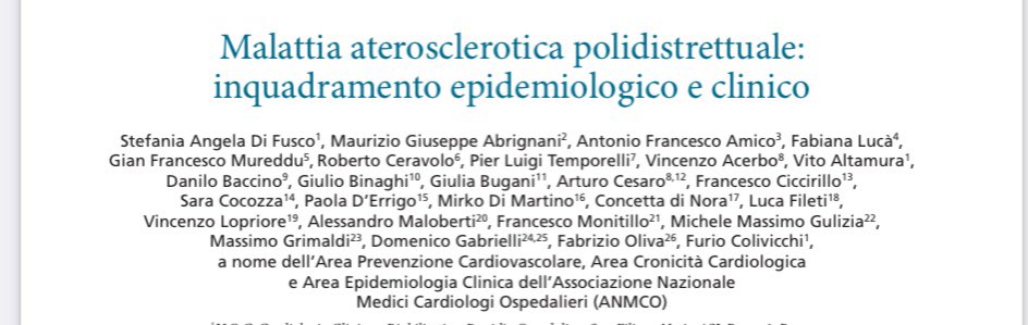 Multidistrict #atherosclerosis a comprehensive review led by Prof Colivicchi fruit of the collaboration of @_anmco areas Available on @gitalcardiol 👉 giornaledicardiologia.it/archivio/4244/… To know more on #Preventive AREA 👇 anmco.it/pages/l-associ…