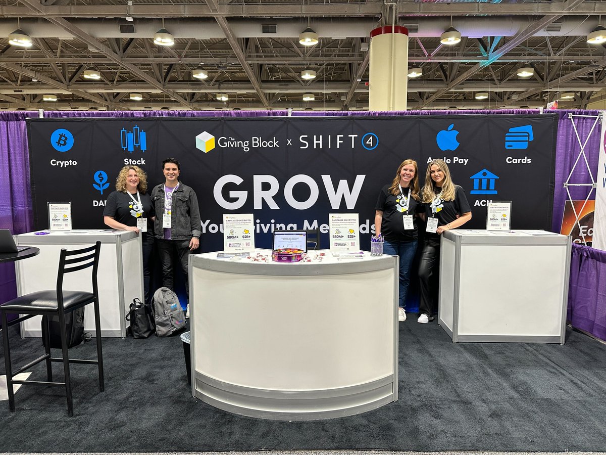 Ready to explore the future of philanthropy? If you're attending AFP ICON, visit us at booth 1019 and chat with our team of fundraising experts @thisisPatDuffy, @TGBEmily, @Bailey_Huston, and @amandadannucci. #AFPICON #CryptoPhilanthropy #TheGivingBlock