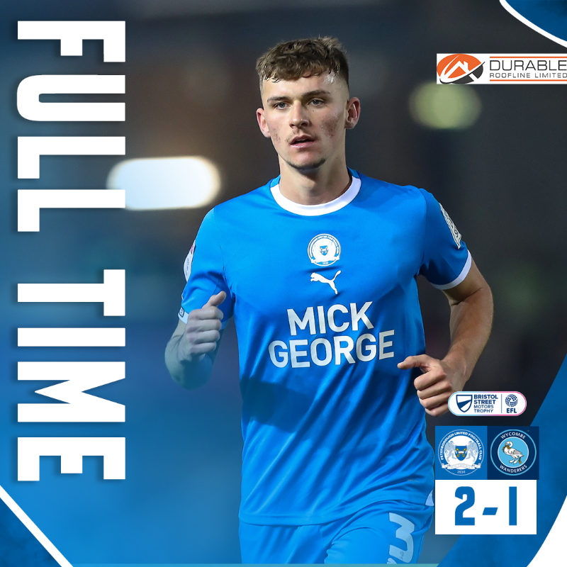 🎶 He's one of our own... A Harrison Burrows double wins the Bristol Street Motors Trophy for Posh. Champions.. Get in!!! Full-time brought to you by Durable Roofline. 🔵 2 – 1 🟢 | #pufc