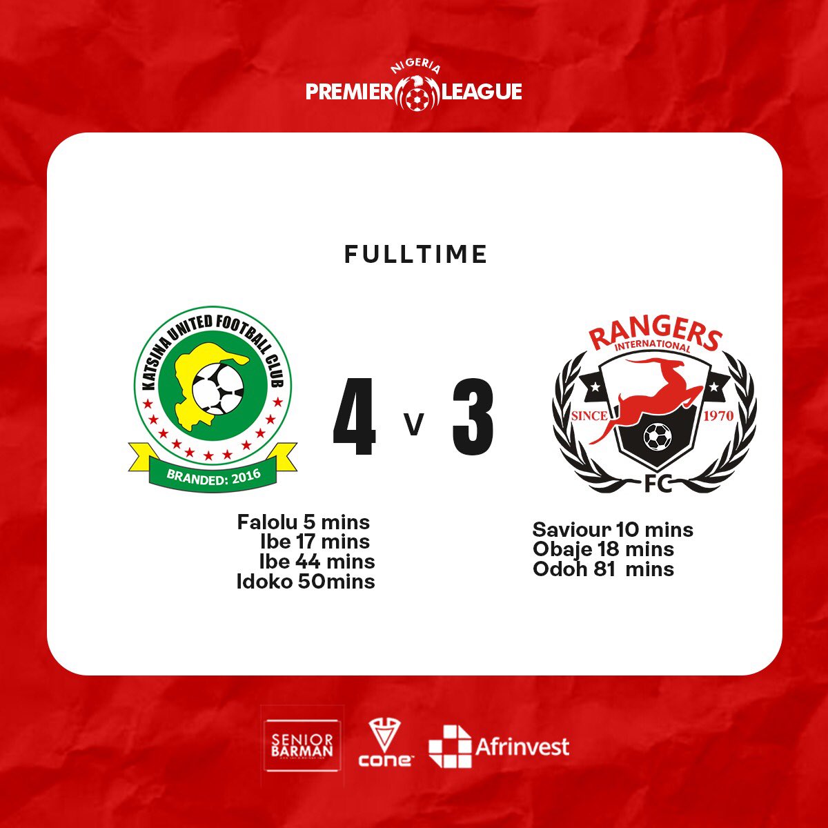 A defeat in Katsina. We keep our heads up and hope to rise stronger.

#KATRAN #NPFL24
#HistoryTogether #NeverSayDie