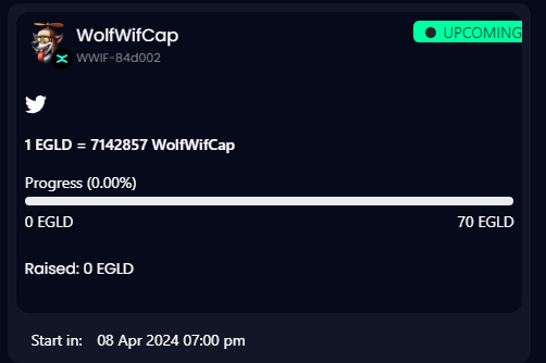 We are next presale at <a href="/OneDex_X/">OneDex</a> $WWIF fam

Monday, April 08, 19:00 UTC

👉swap.onedex.app/launchpad
Don't miss, last chance to buy at the better price before <a href="/xExchangeApp/">xExchange ⚡</a> listing ! 

#MultiversX is not ready ! <a href="/PulsarTransfer/">PulsarTransfer</a> send 50000 MEX to 25 reactions