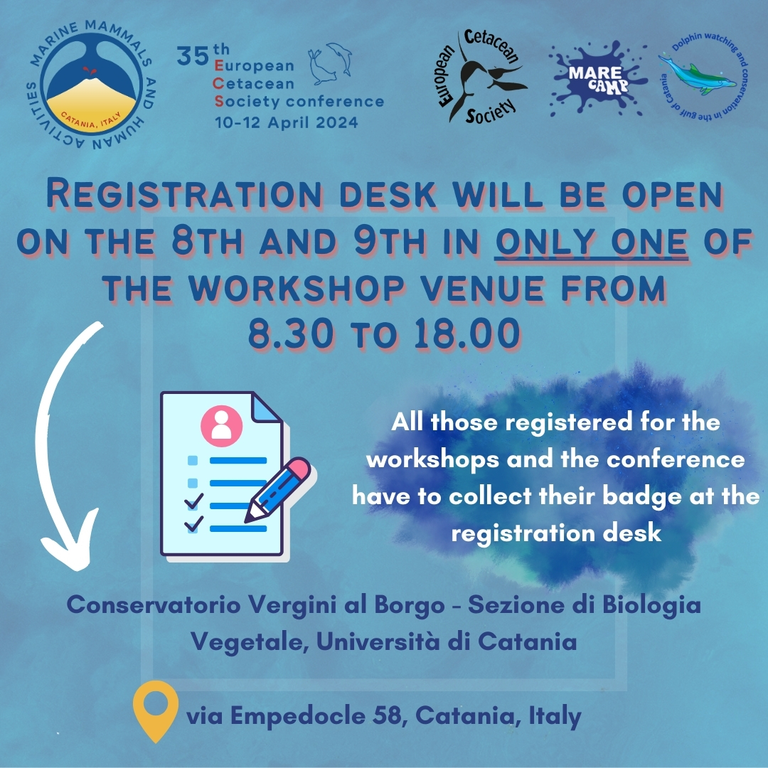 European Cetacean Society (@eurocetsoc) on Twitter photo 🌟 Get set for an amazing week! #ECS registration desk for Workshops and Conference opens 8th-9th at the University of Catania, 8:30 am - 6:00 pm. Don't forget to collect your badge! #ECSconference2024 🐋
<a href="/Marecamp_CT/">Marecamp association</a> 🌟 Get set for an amazing week! #ECS registration desk for Workshops and Conference opens 8th-9th at the University of Catania, 8:30 am - 6:00 pm. Don't forget to collect your badge! #ECSconference2024 🐋
<a href="/Marecamp_CT/">Marecamp association</a>