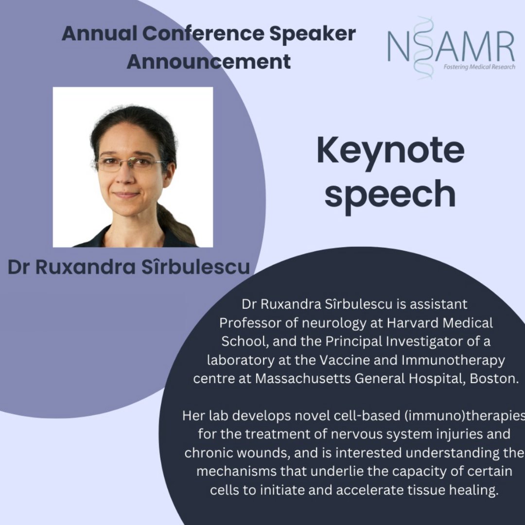 We are pleased to introduce Dr. Ruxandra Sîrbulescu, from Harvard medical school. Dr Sîrbulescu will be our keynote speaker for the conference this year. Her talk will be from 3:30-4:00 PM on conference day! Get your tickets now!