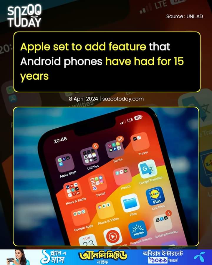 SozooToday's tweet image. #iOSupdate #AndroidFeatures #AppleVsAndroid #CustomizableHomeScreen #TechNews #Unilad #iOS18 #MobileUpdates
#sozootoday #sozoo