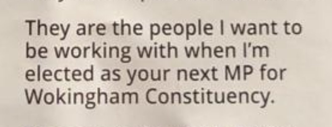 Extraordinary levels of arrogance form the LibDems in Wokingham Constituency. Brave talk from a candidate who has only ever finished third behind thd Labour candidate in the old Wokingham constituency.