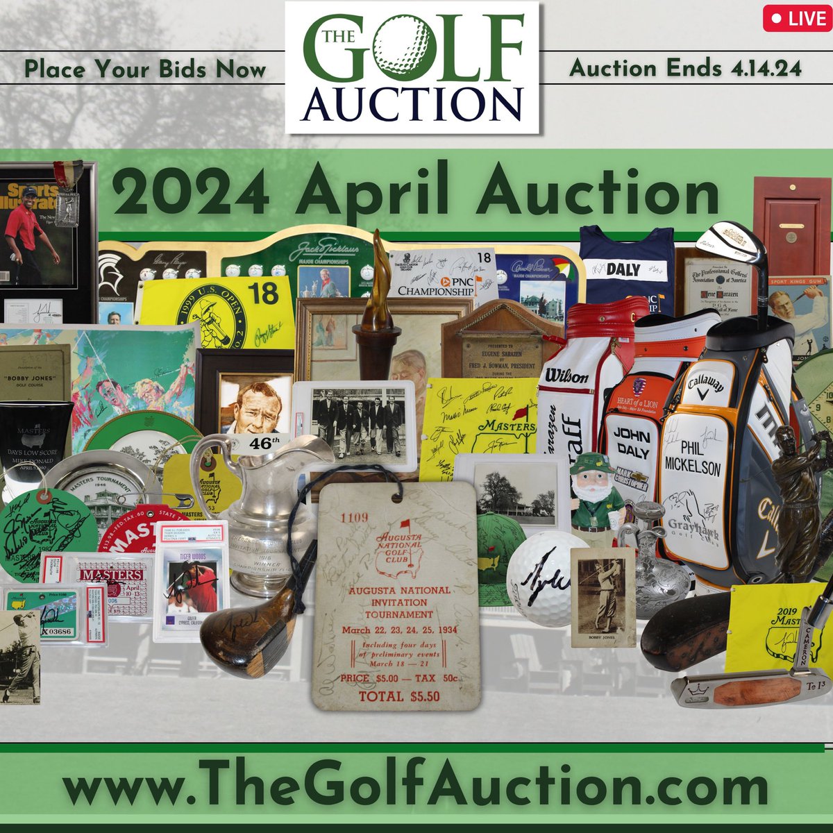 Only one week remains in our 2024 April Golf Auction. Leading the way is the Horton, Bobby & others Signed 1934 Masters Series Badge ⛳️👍 

We have over 1,400+ pieces and many historic items. No collectors will be left behind!

#thegolfauction #themasters
thegolfauction.com/mobile/catalog…