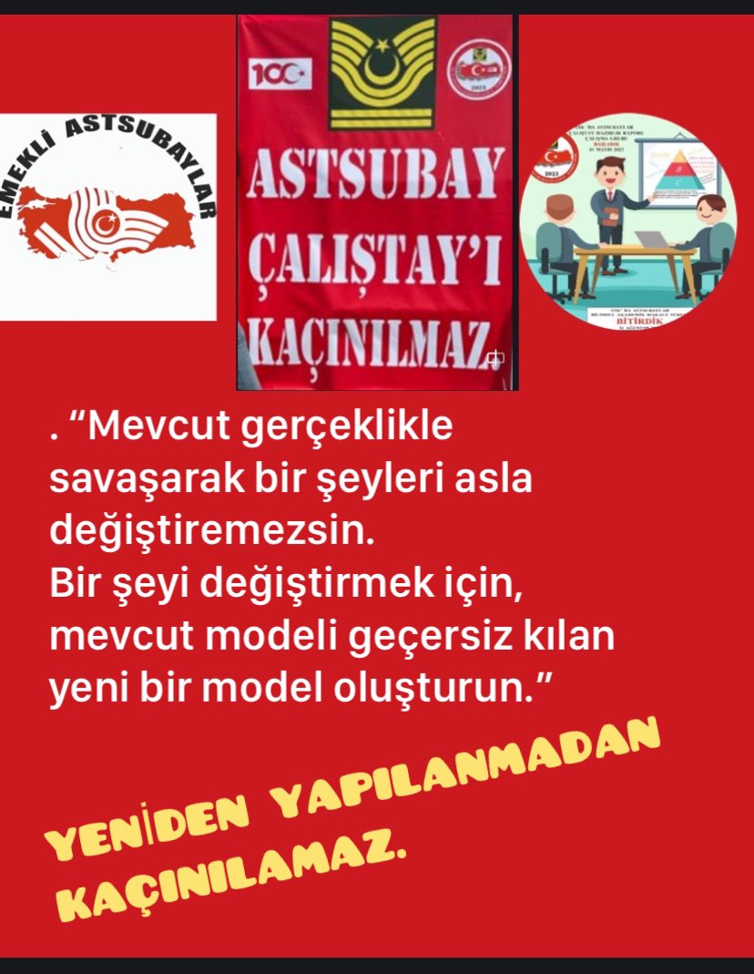 Recep Kocabalta
#Astsubaytabanhareketi
Değişim ve yeniden yapılanma Astsubay Çalıştayı kaçınılmazdır. Bu konudaki Düşünce ve çalışmaları destekliyorum.
<a href="/asbcalistayi/">Astsubaycalistayi</a>
<a href="/AstsubayBurada/">Büyük Astsubay Platformu</a>