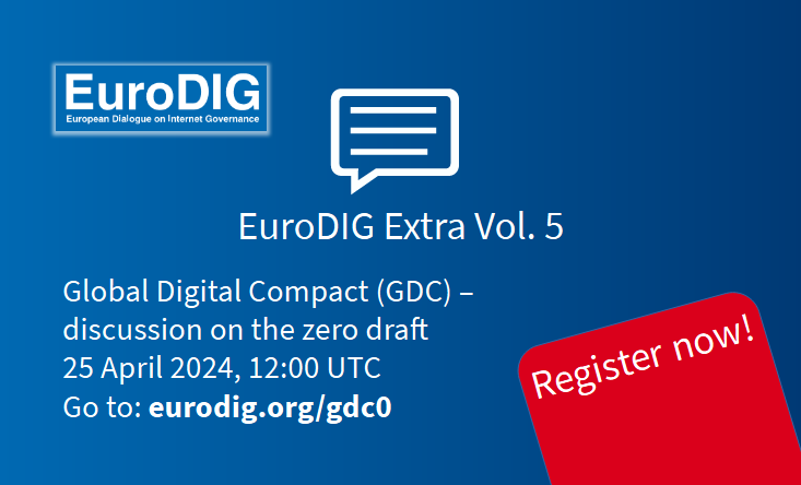 Join us on April 25 to discuss the zero-draft paper of the Global Digital Compact! Find out more about the next #EuroDIG Extra and our plan in the current newsletter: eurodig.org/eurodig-news-1…