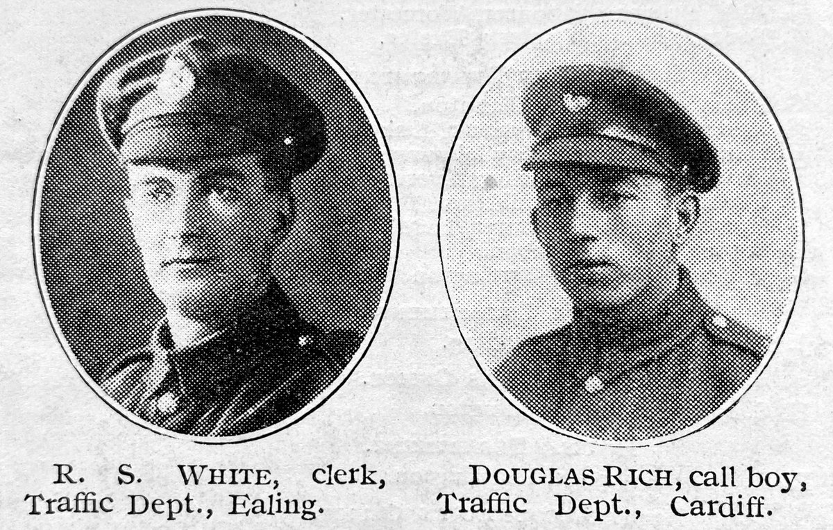 Great Western Railwaymen who lost their lives in the First World War #WW1 #FWW #GWR

R S White (64th Broad gauge operating  company Royal Engineers) - Ealing
D T Rich (9th Yorkshire Light Infantry) - Cardiff