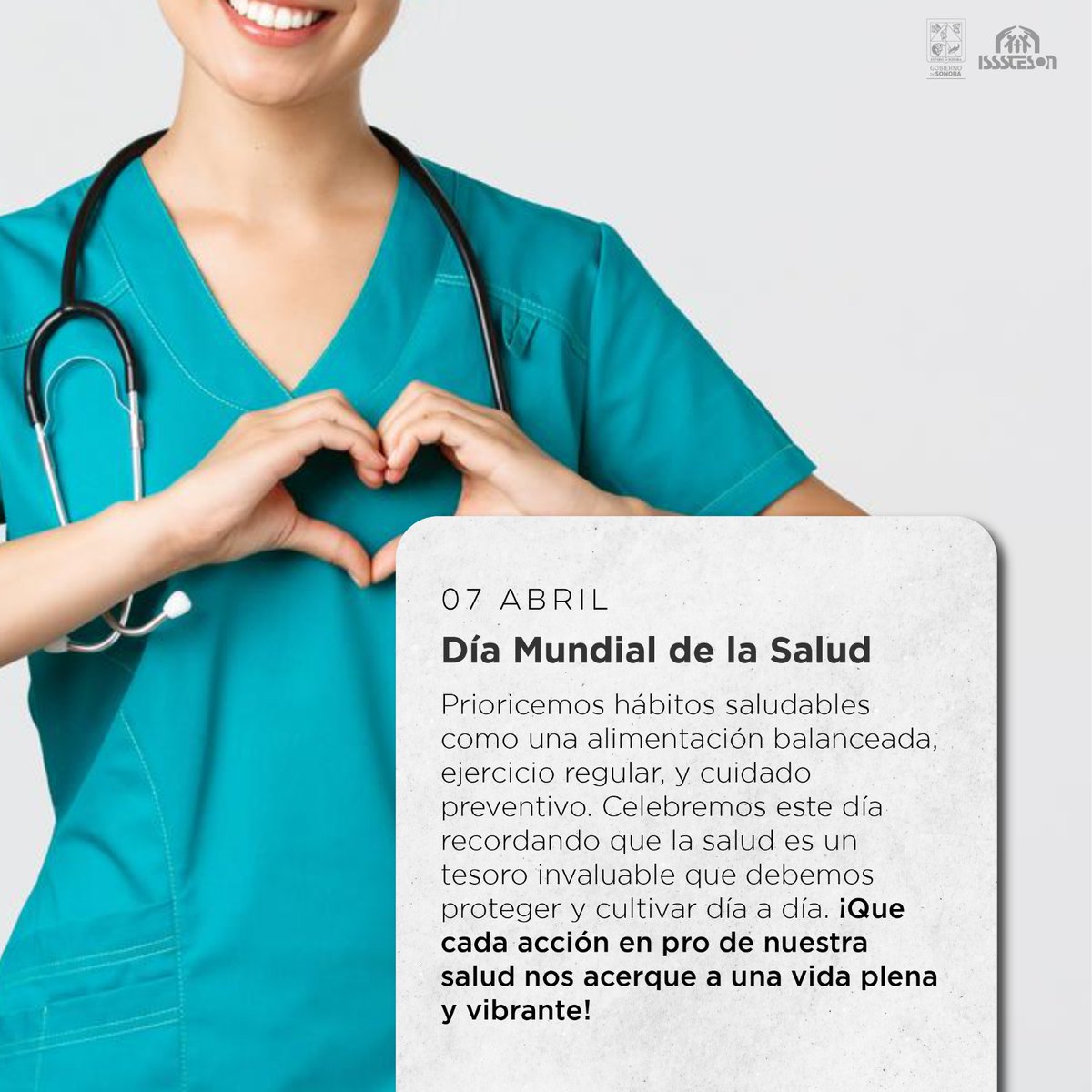 7 de Abril Día Mundial de la Salud ℹ️ Hábitos saludables de alimentación 🥦 hacer ejercicio de manera regular 🏃🏻‍♀️y acudir al médico de manera periódica para revisión 🩺 forman parte de las acciones básicas para mantener una buena salud. Si tiene dudas, ¡consulte a su médico!