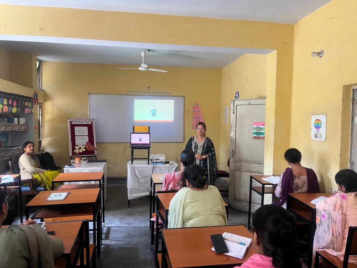 NIELIT Ropar conducted a workshop on 'Artificial Intelligence' for the faculty of Kendriya Vidyalaya, Khanpur, Ropar. The workshop was conducted on 27th March 24. The faculty was apprised about various applications of AI in real life by Ms Suman, STO.