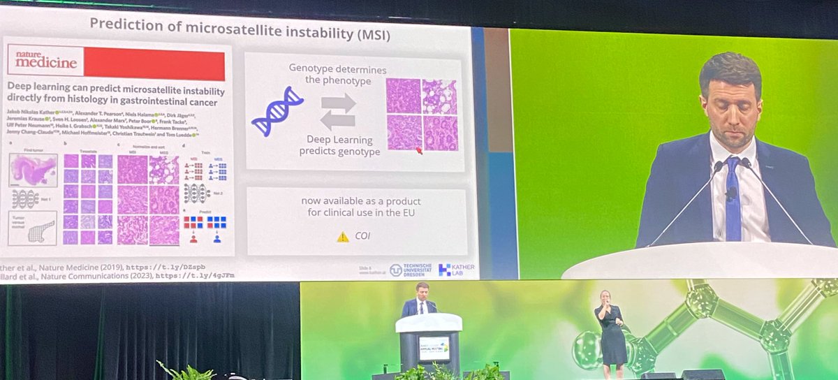 Outstanding talk by @jnkath at the #AACR24 Opening Plenary Session, providing an overview of #AI advances in #digitalpathology reaching clinical oncology. Also very proud to see @NatureMedicine pioneering impactful studies in this field and staying at the forefront of innovation