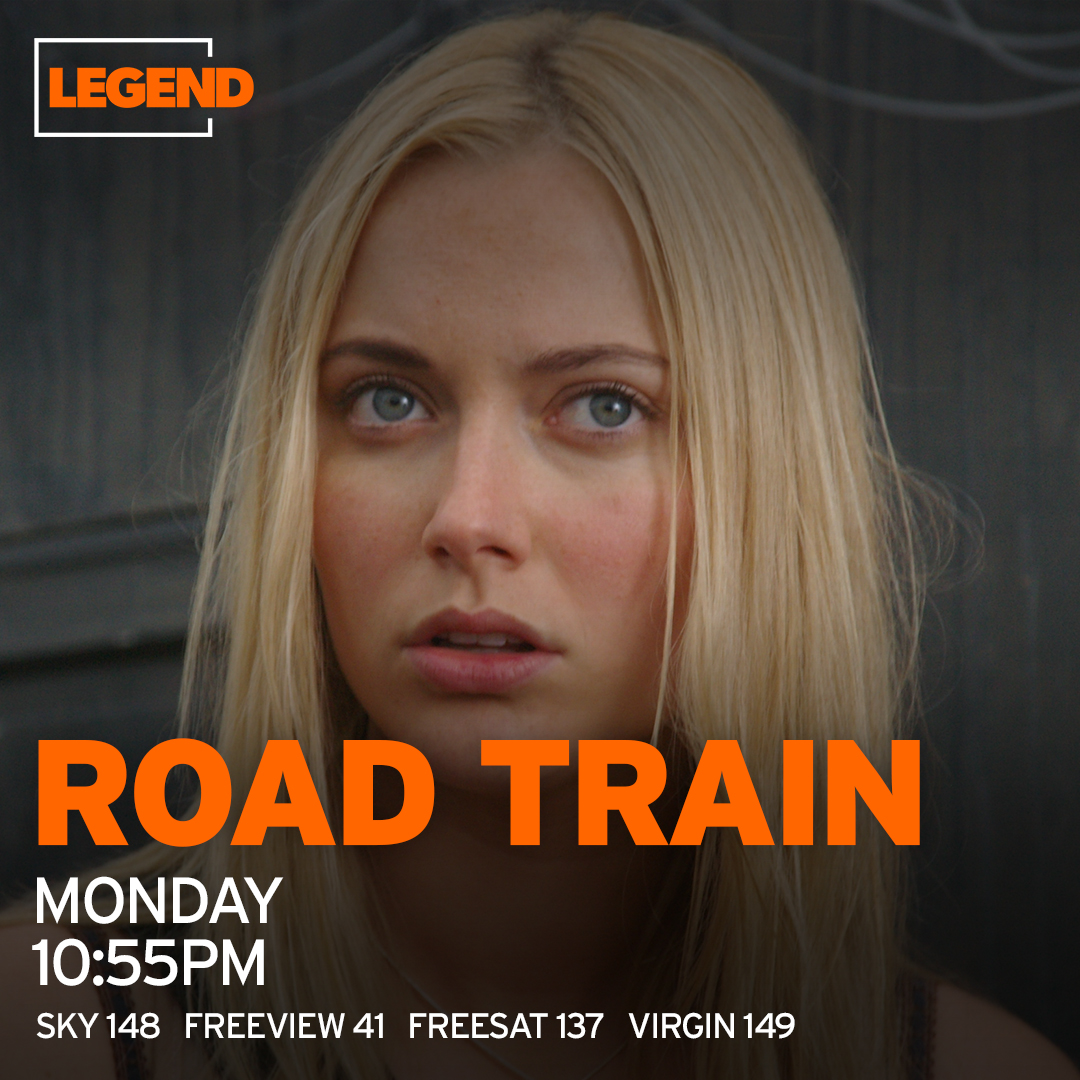 Aussie trucking terror starring @GeorginaHaig at 10:55pm as friends are run off the road by a juggernaut that apparently has no driver, just a menacing will for destruction! Don't miss Road Train. @FreeviewTV 41, @freesat_tv 137, @skytv 148, @virginmedia 149.