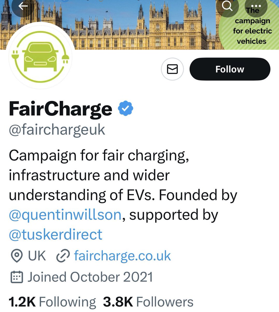 Who funds Faircharge? I know Quentin will benefit when the public charging company he is a shareholder in pockets any VAT reduction, but it can’t be him, he’s driving a Tesla with bald tyres. Anyone know? @7Kiwi @DanNeidle @GeoffBuysCars @BarrieCrampton
