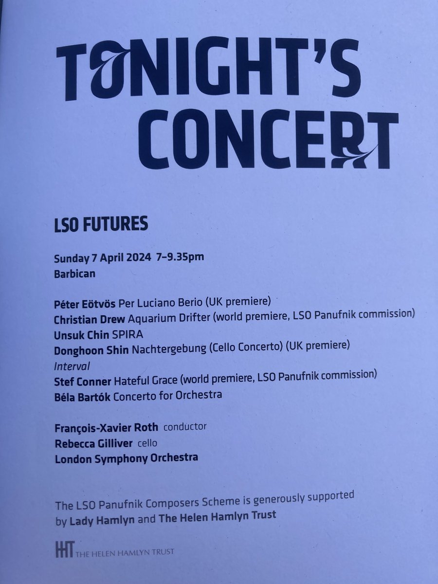 At @BarbicanCentre for exciting @londonsymphony programme - especially look forward to hearing the new work by Donghoon Shin, one of the most impressive composers of his generation