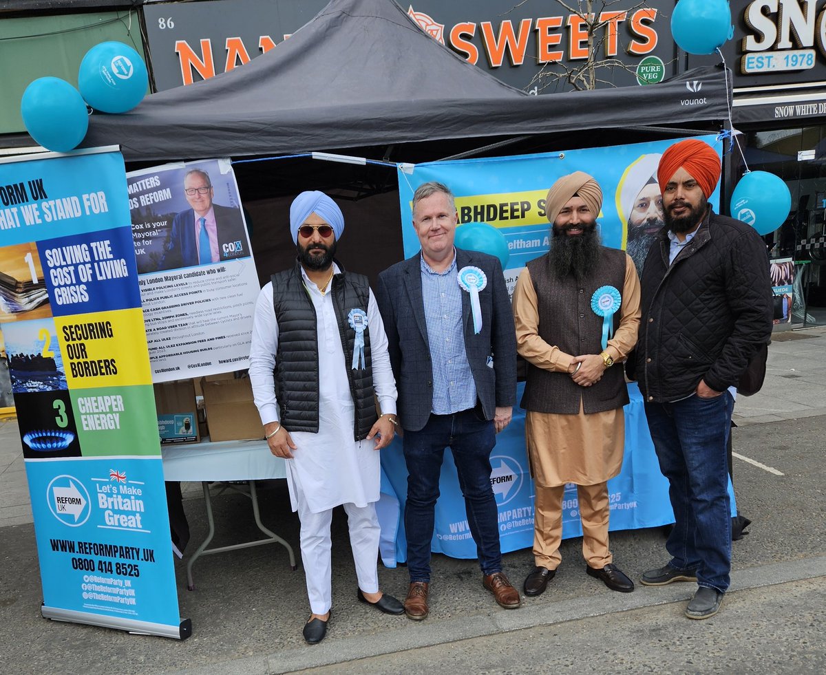 Reform had a fantastic reception in Southall today, with tens of thousands seeing us at the Nagar Kirtan Sikh festival. Out of that number, 2 individuals called us racist & when I challenged 1 & asked whether our candidate for Feltham & Heston Prabhdeep Singh was racist too? I