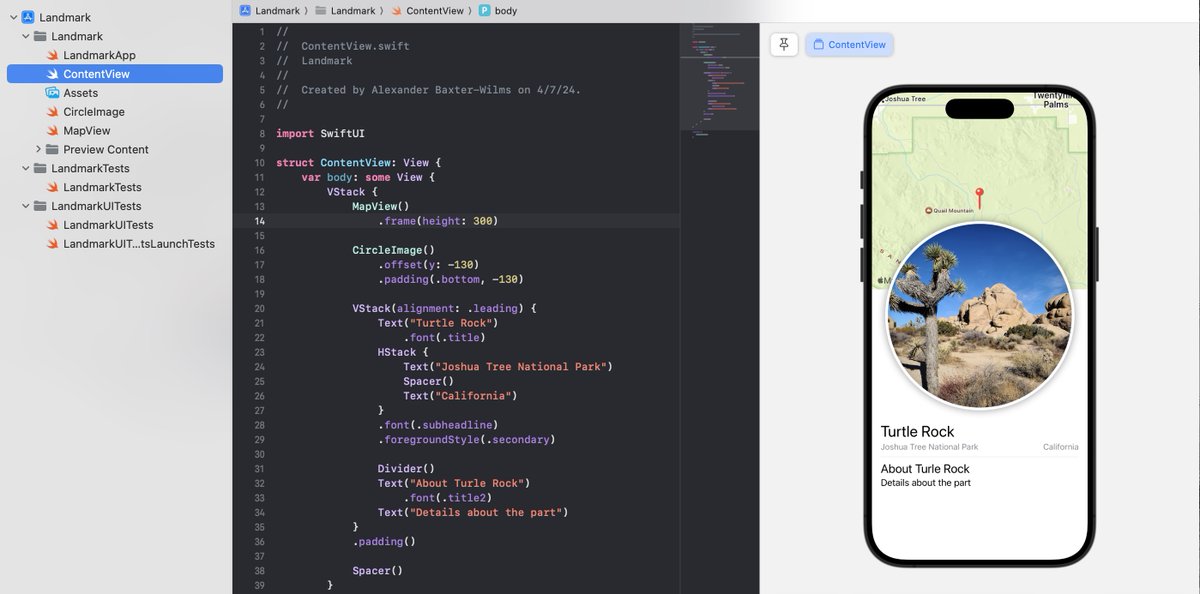 Baby steps - creating different views and bringing them together.  Getting that map pin was a bonus effort, thanks to ChatGPT for helping me with that piece!  While it was frustrating, finally getting it to appear was rewarding!