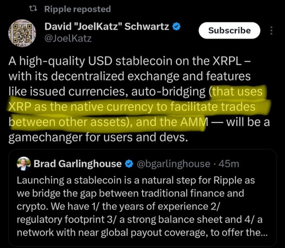 BOOOOOOOOOOOOOOOOOOM!!!! David Schwartz: 'A high-quality USD stablecoin on the XRPL.' 'That uses #XRP as the native currency to facilitate trades between other assets.' XRP will melt faces!